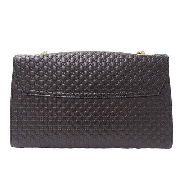 GUCCI Bag Women's Shoulder Microsima Horsebit Leather Black 449635 Chain - Picture 3 of 16